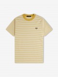 T-shirt Fred Perry Fine s Riscas Amarela e Branca