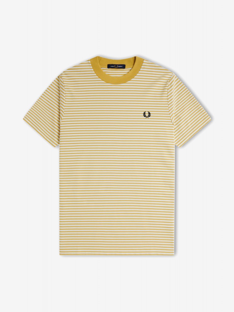T-shirt Fred Perry Fine s Riscas Amarela e Branca