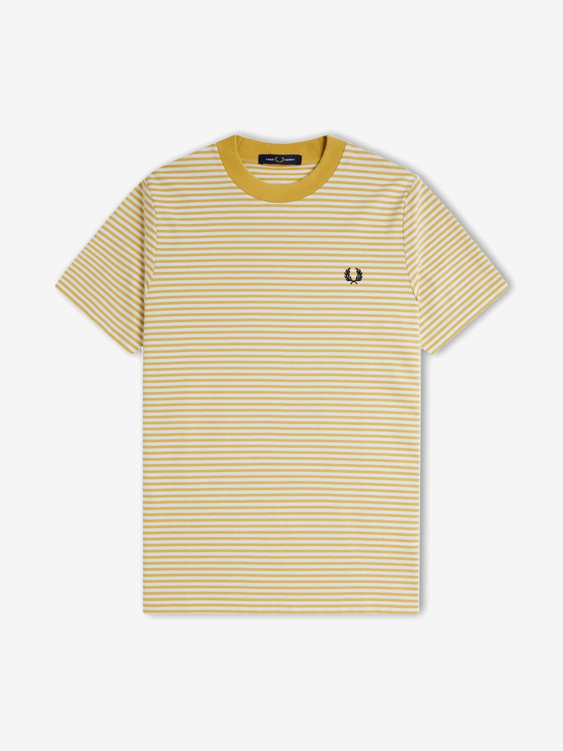 Fred Perry Fine Striped Yellow and White T-shirt