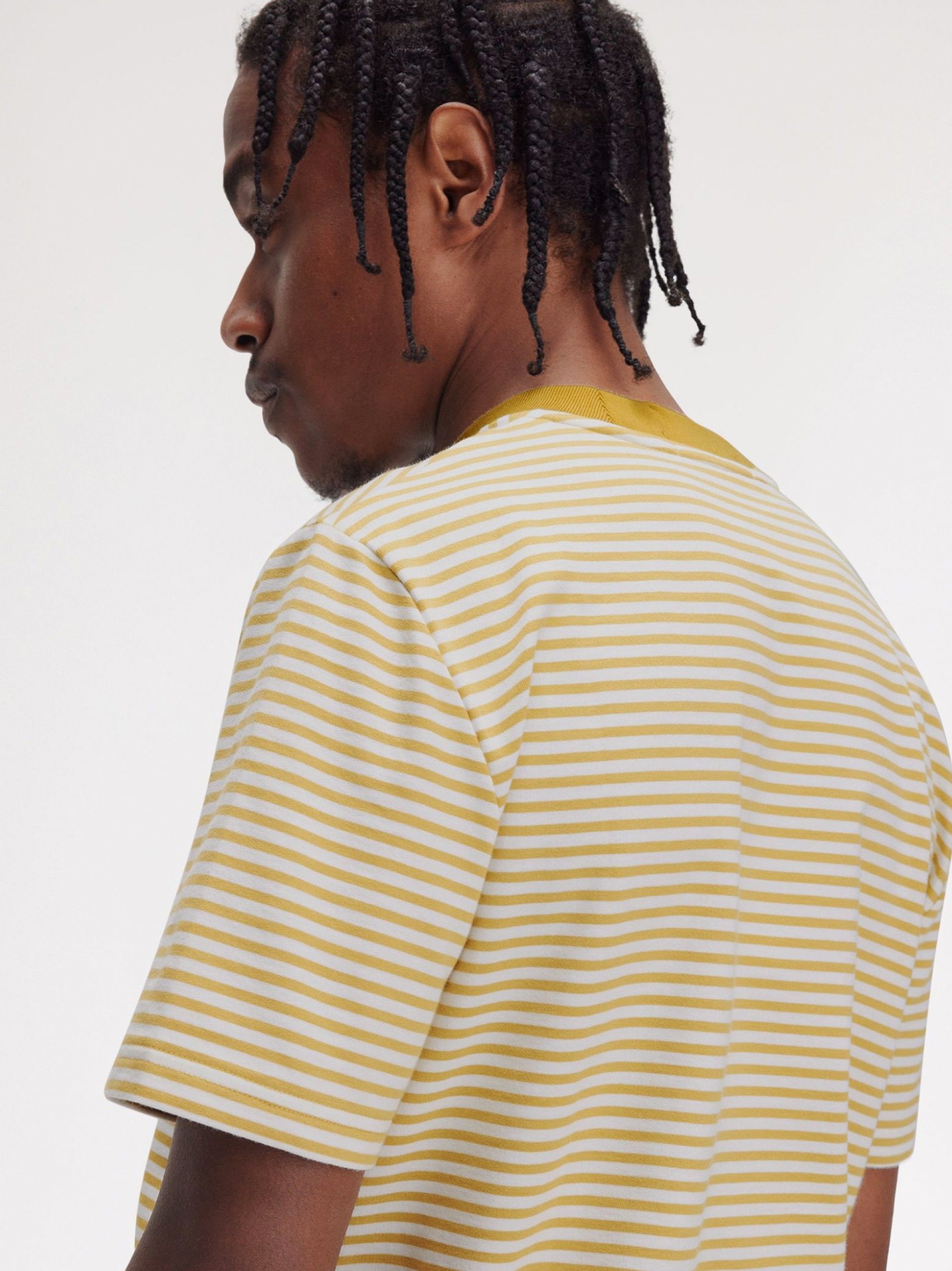 Fred Perry Fine Striped Yellow and White T-shirt