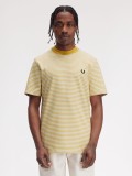 T-shirt Fred Perry Fine s Riscas Amarela e Branca