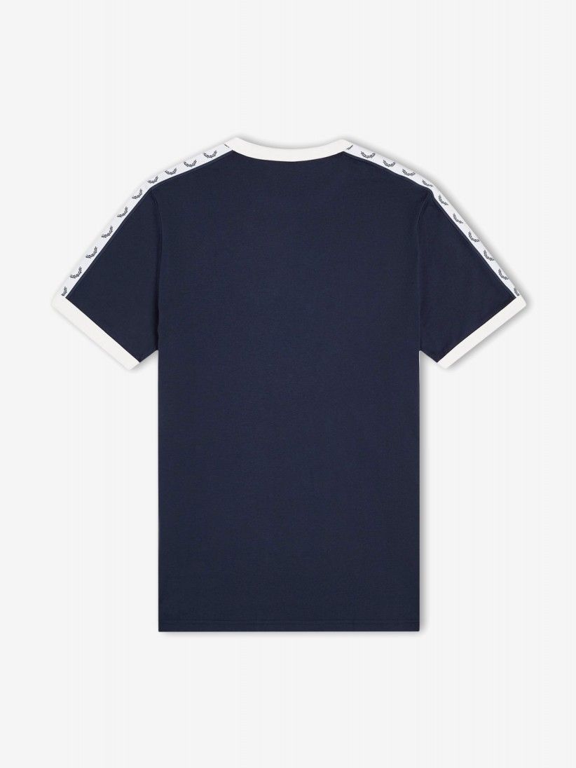 T-shirt Fred Perry Taped Ringer Azul e Branca