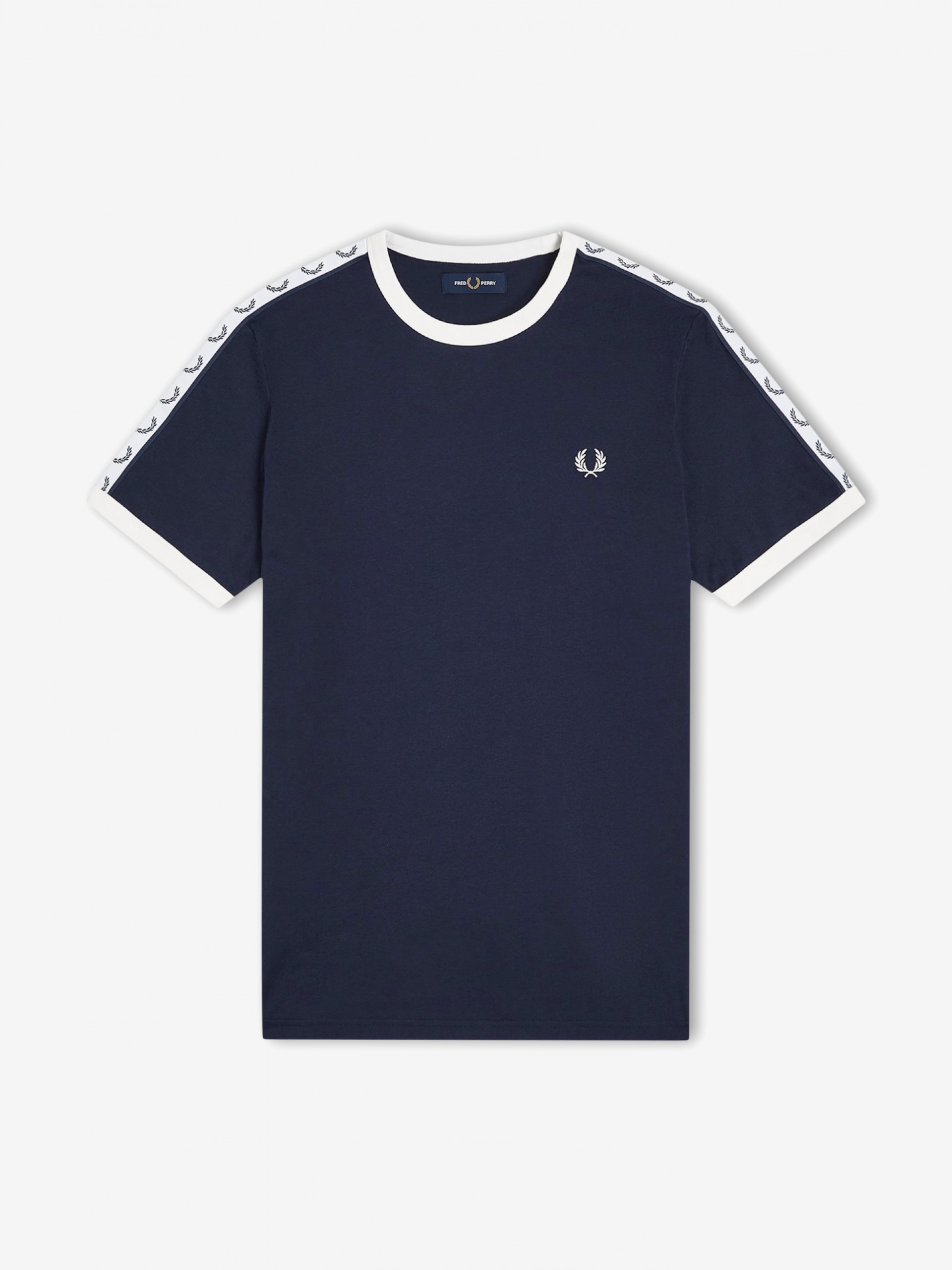 T-shirt Fred Perry Taped Ringer Azul e Branca