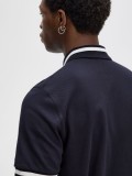 Polo Fred Perry M2 Single Tipped Azul Marinho e Branco