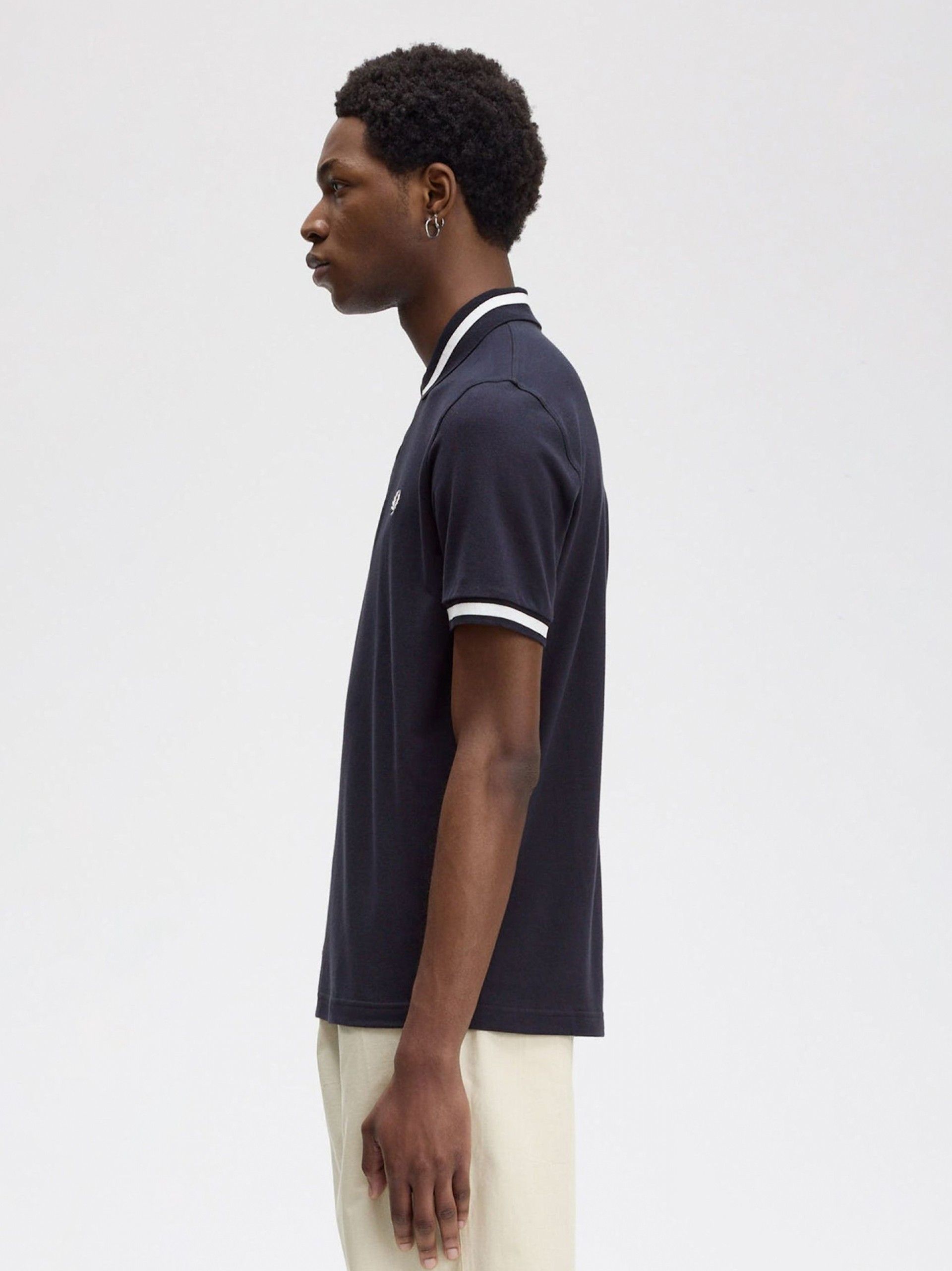 Polo Fred Perry M2 Single Tipped Azul Marinho e Branco