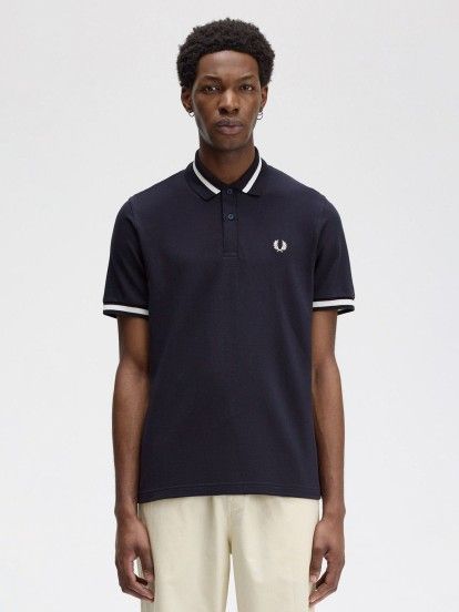 Fred Perry M2 Single Tipped Navy Blue and White Polo Shirt