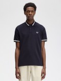 Polo Fred Perry M2 Single Tipped Azul Marinho e Branco