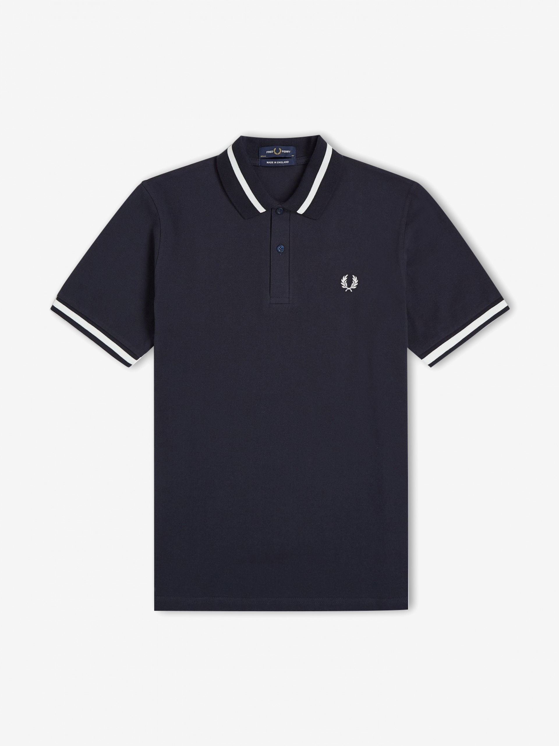 Polo Fred Perry M2 Single Tipped Azul Marinho e Branco