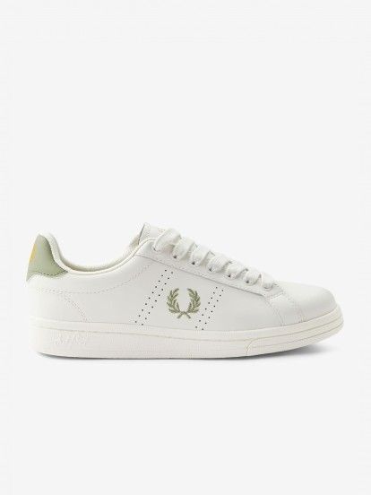 Sapatilhas Fred Perry B721 Em Pele Brancas e Verdes
