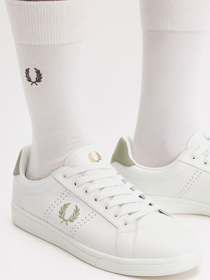 Fred Perry B721 Leather White and Green Sneakers - B6312-760
