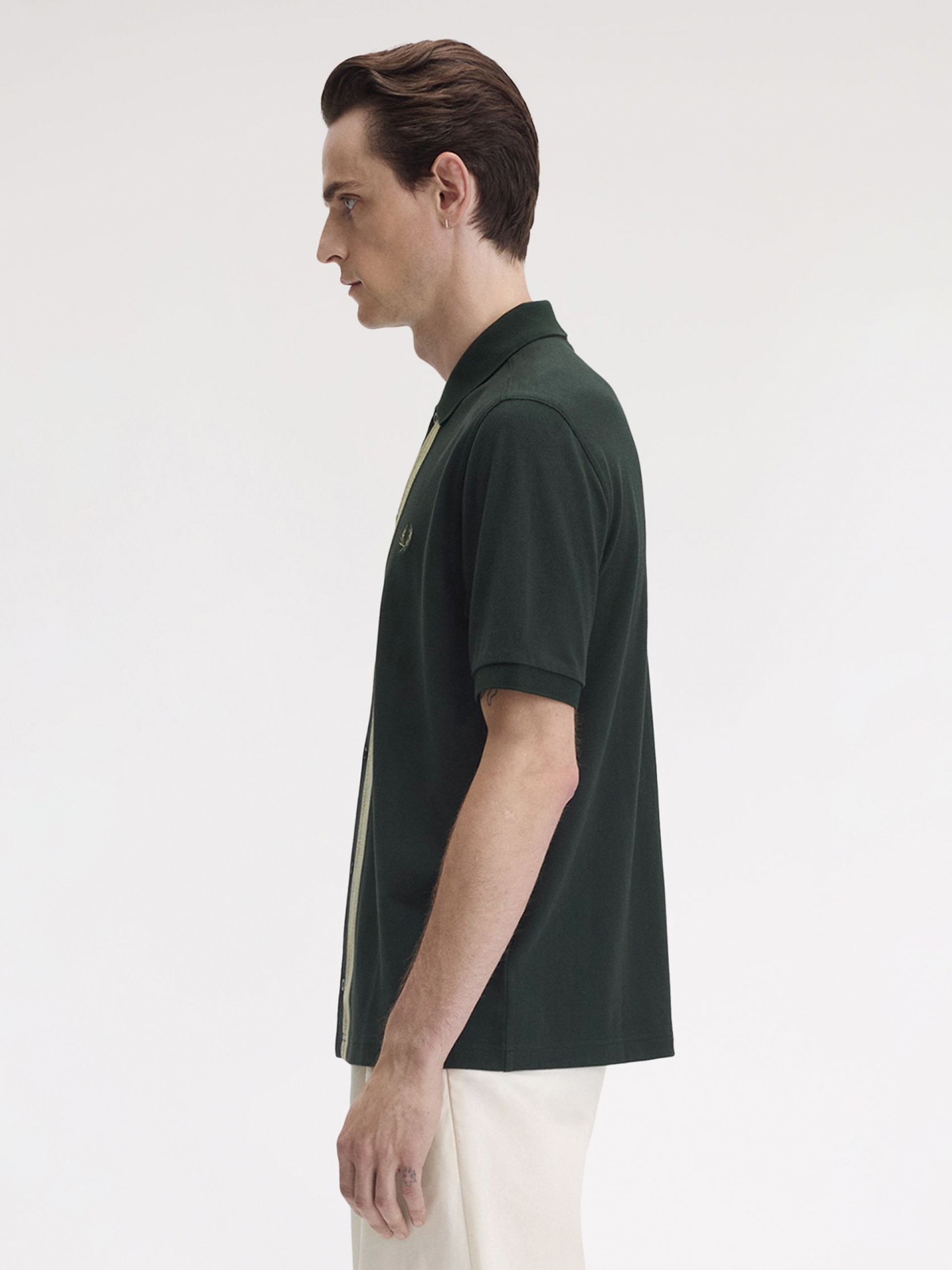 Camisa Polo Fred Perry Chenille Tape Verde