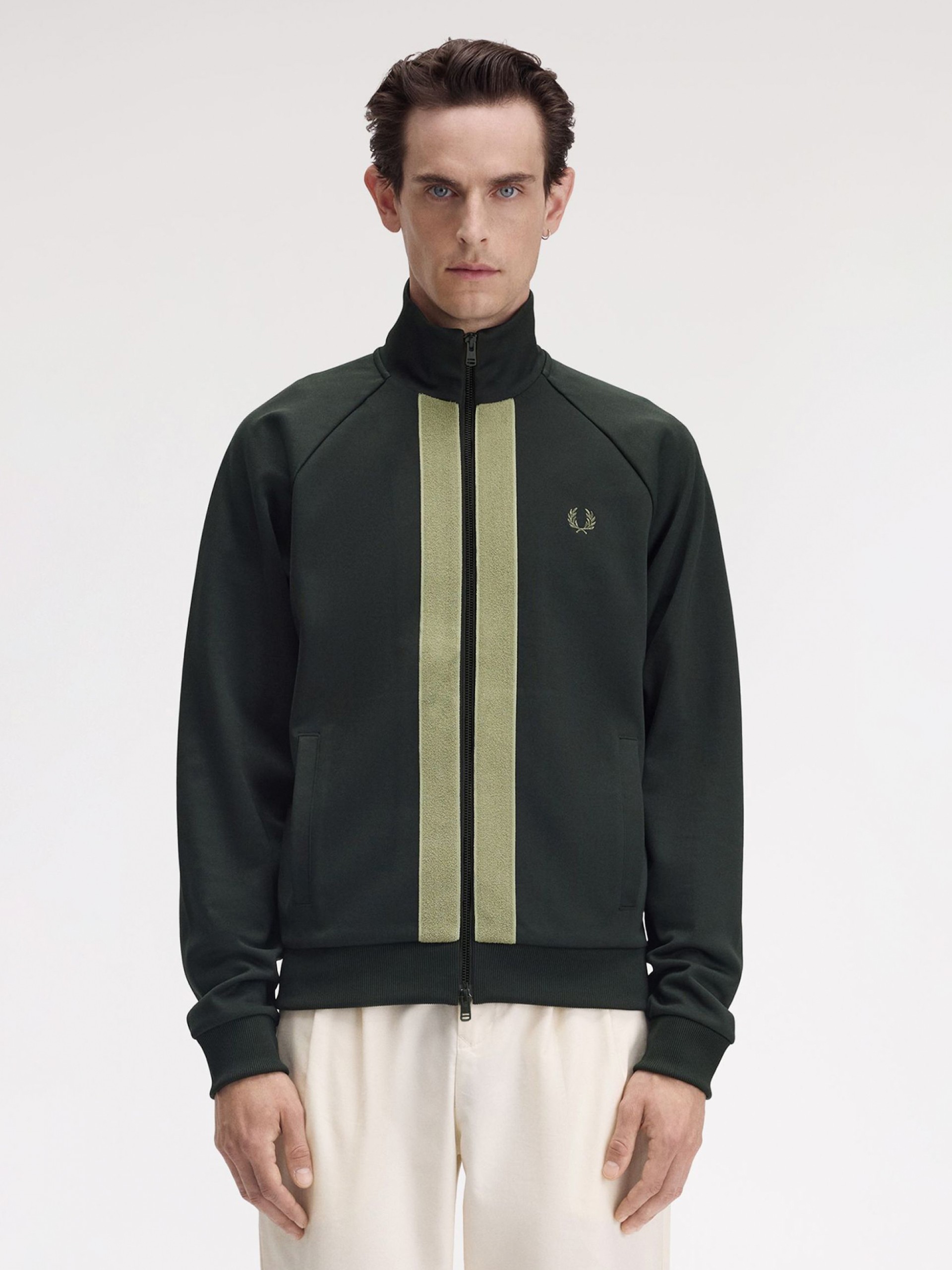 Fred Perry Chenille Tape Track Green Jacket