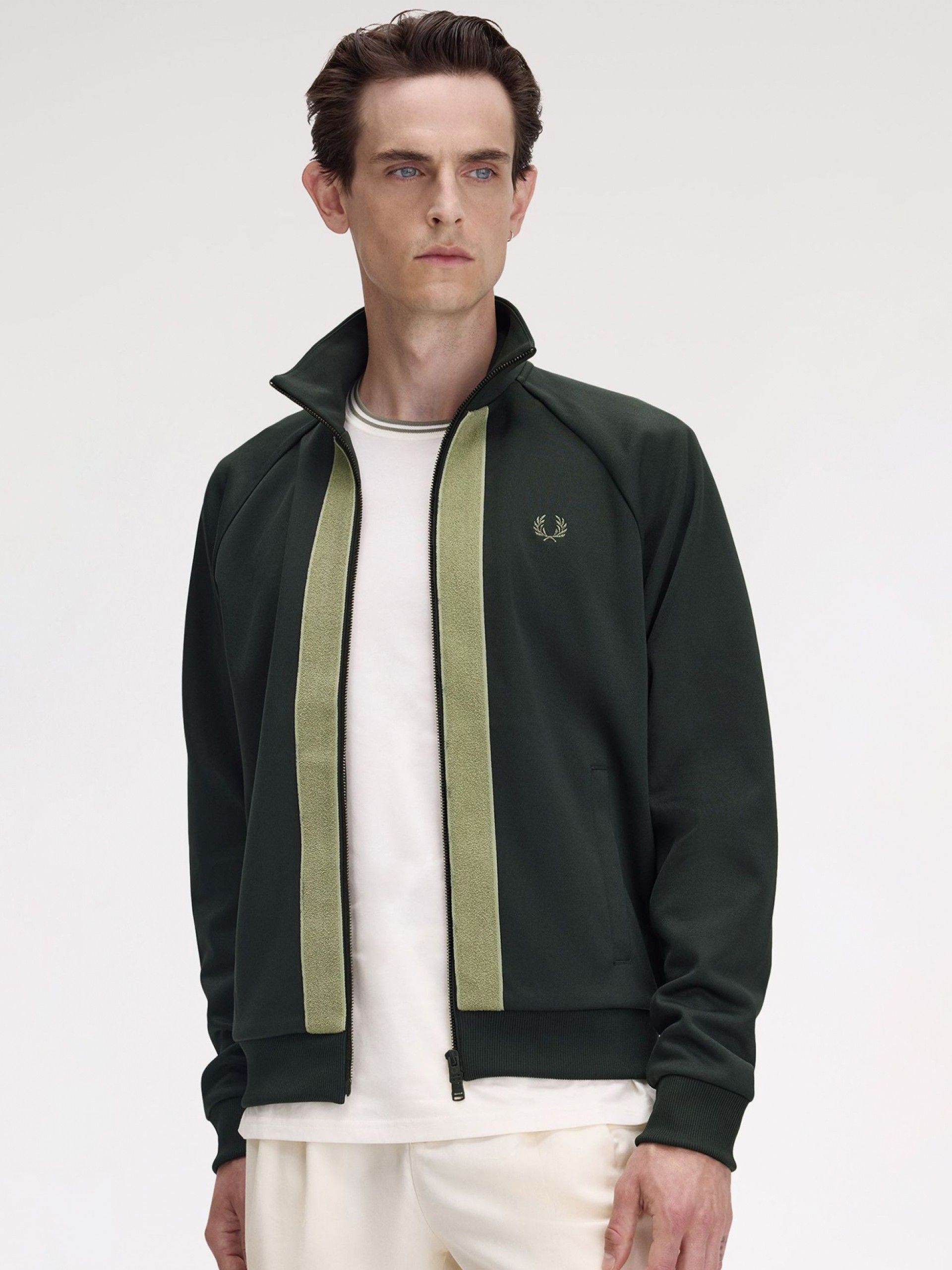Fred Perry Chenille Tape Track Green Jacket