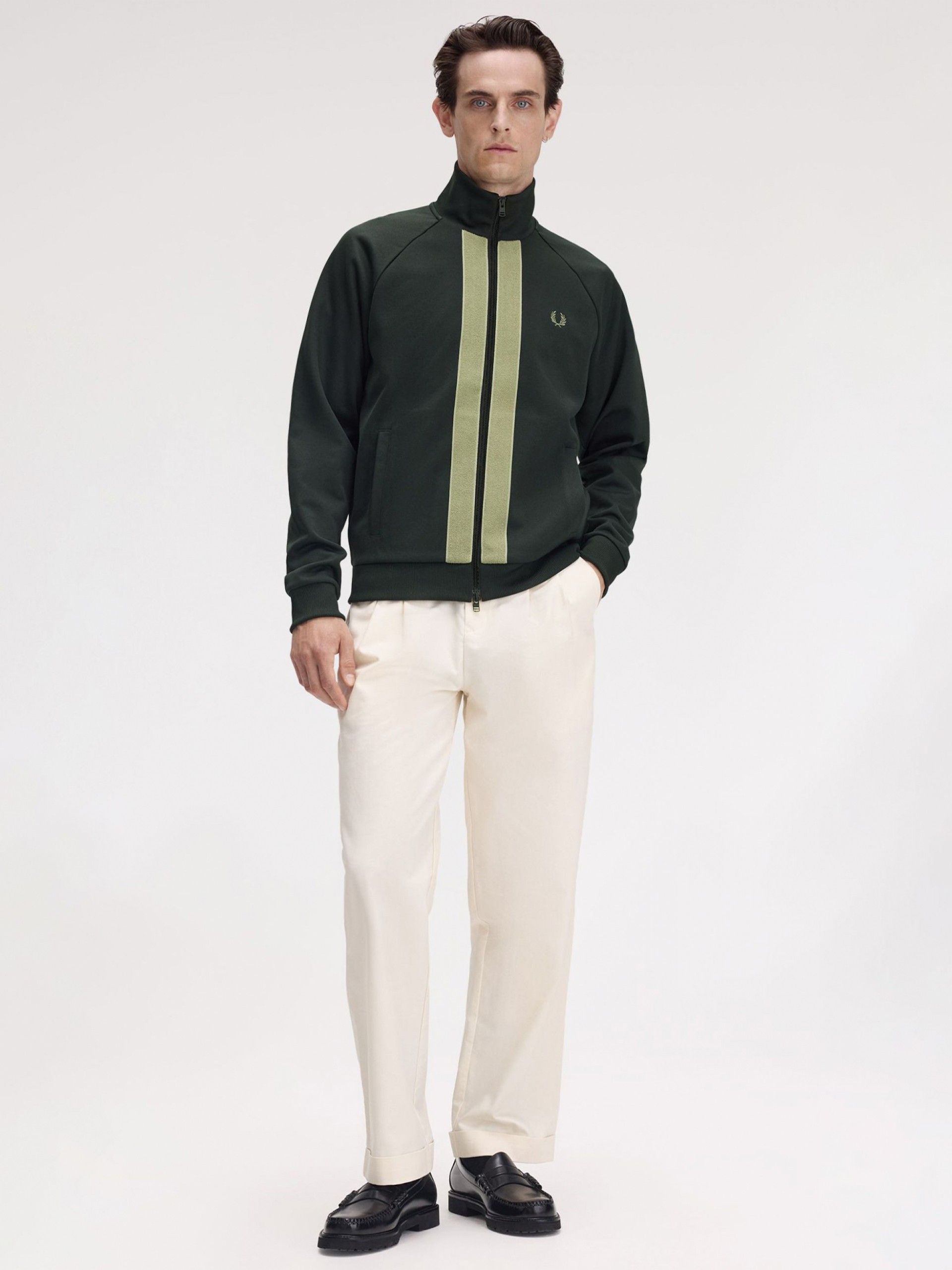 Chaqueta Fred Perry Chenille Tape Track Verde