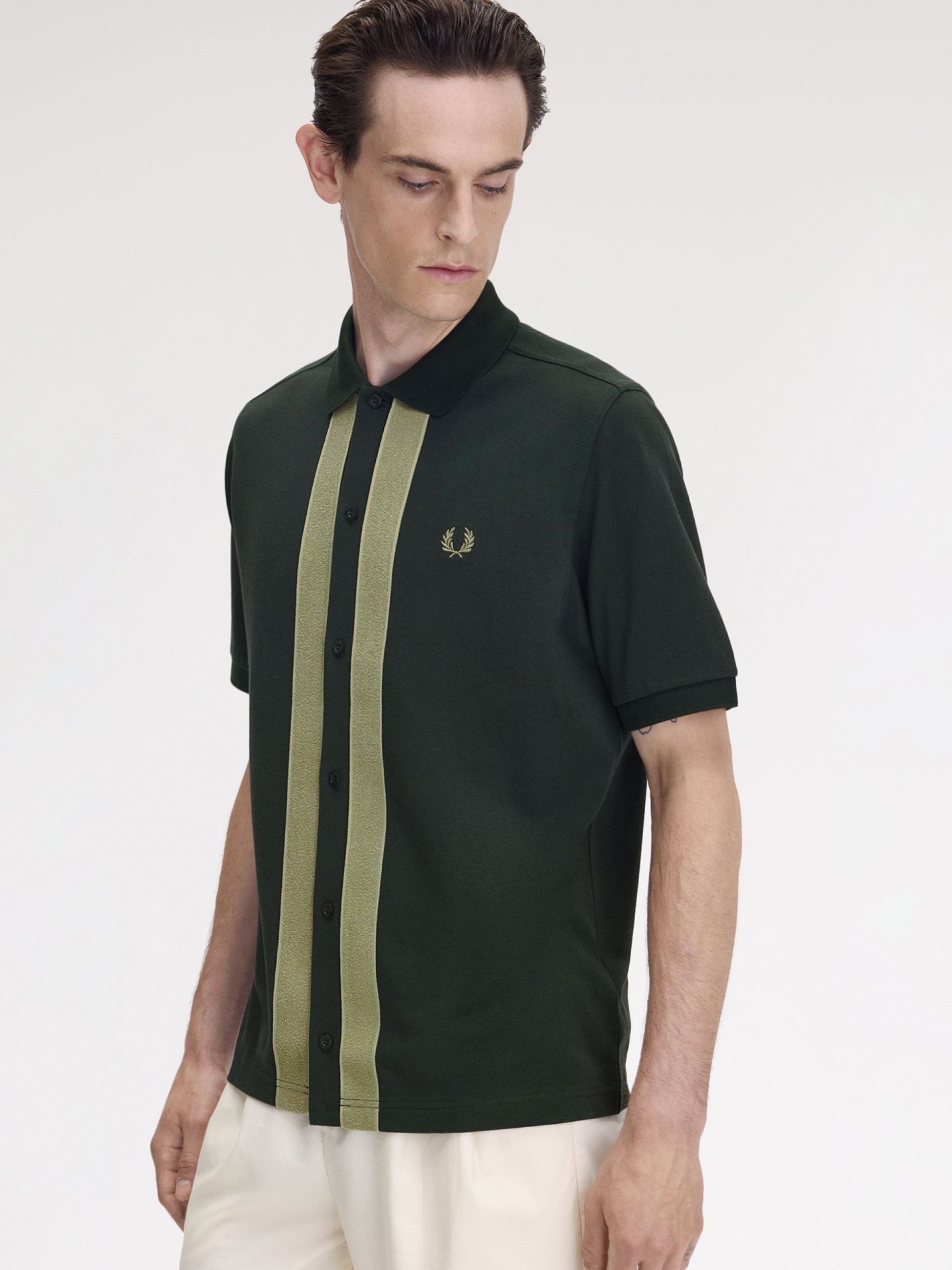 Camisa Polo Fred Perry Chenille Tape Verde