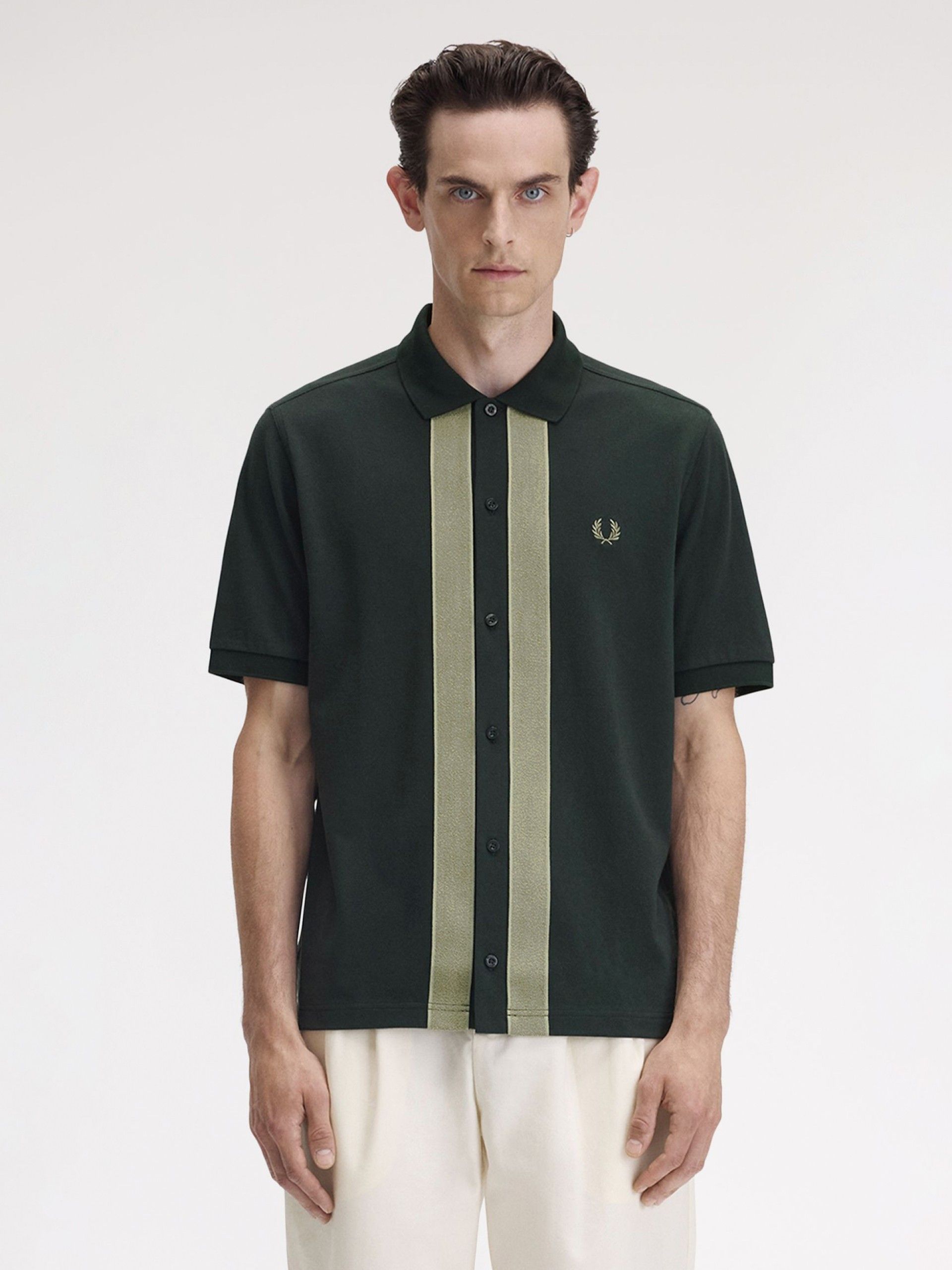 Camisa Polo Fred Perry Chenille Tape Verde