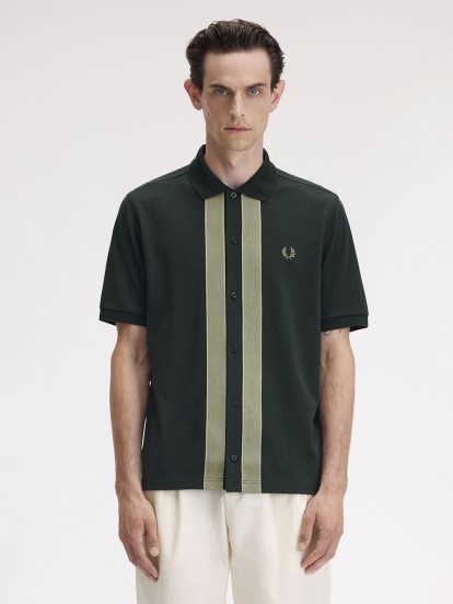 Fred Perry Chenille Tape Green Polo Shirt