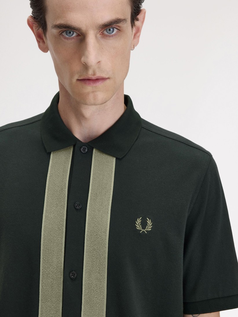 Fred Perry Chenille Tape Green Polo Shirt