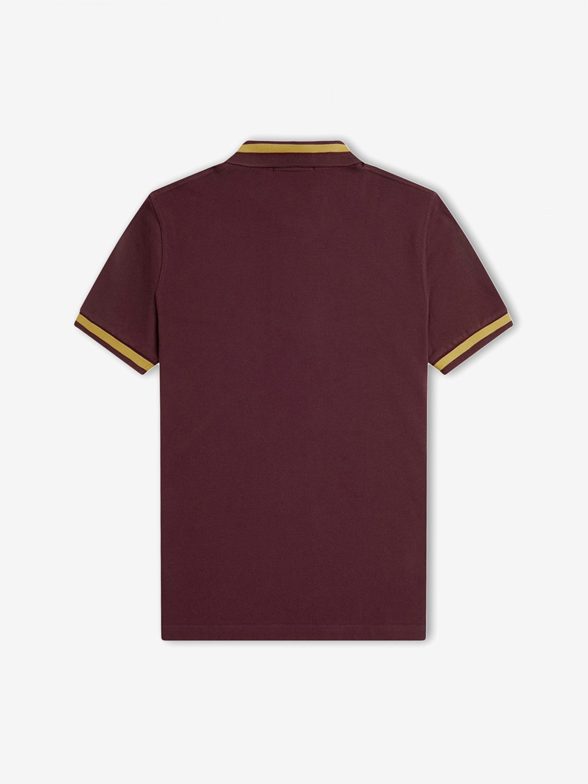 Polo Fred Perry M2 Single Tipped Bordeaux e Dourado