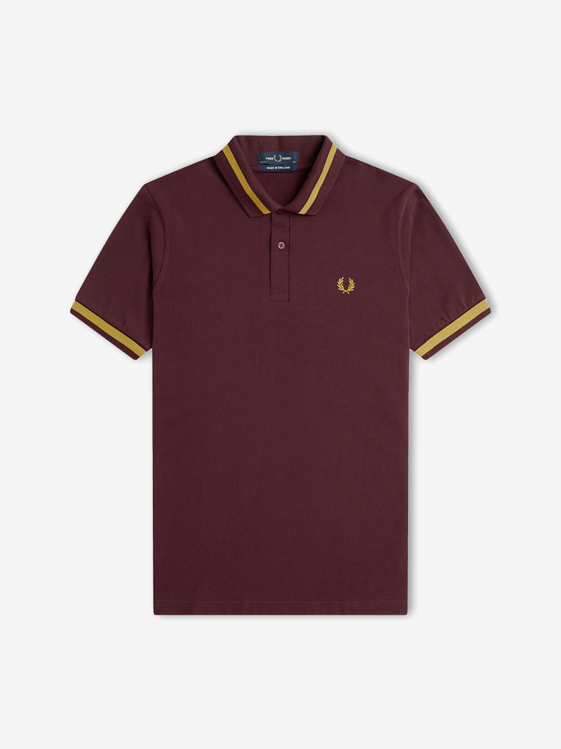 Polo Fred Perry M2 Single Tipped Bordeaux e Dourado