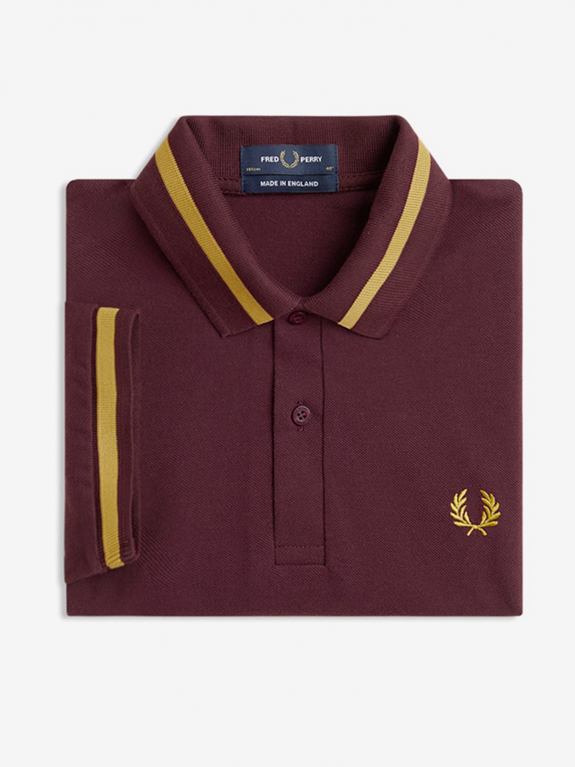 Polo Fred Perry M2 Single Tipped Bordeaux e Dourado