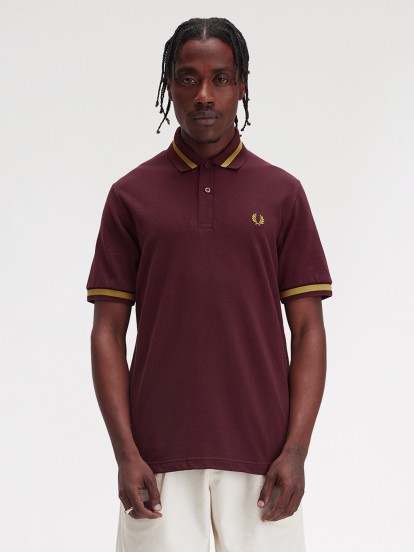 Fred Perry M2 Single Tipped Burgundy and Golden Polo Shirt