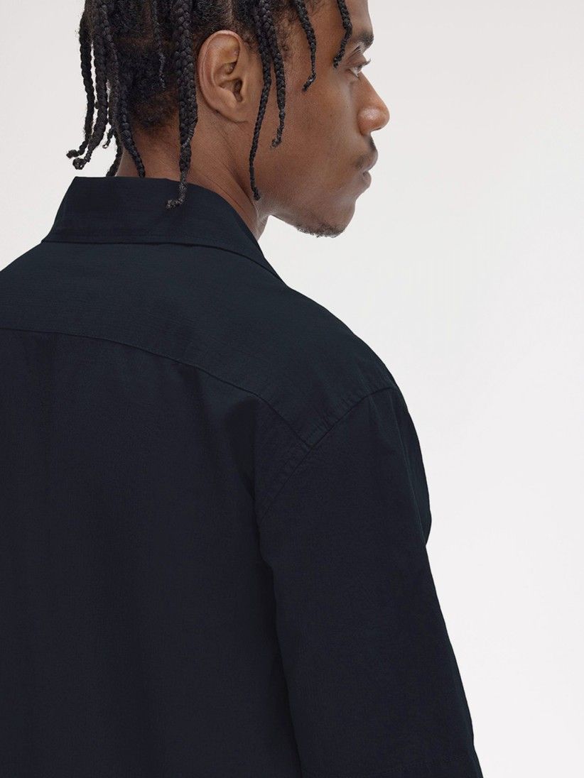 Camisa Fred Perry Lightweight Texture Revere Collar Azul Marino