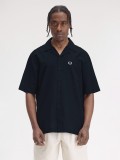 Camisa Fred Perry Lightweight Texture Revere Collar Azul Marino
