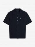 Camisa Fred Perry Lightweight Texture Revere Collar Azul Marino