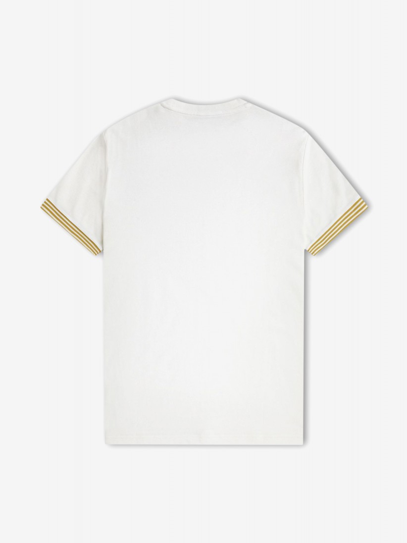 Fred Perry Striped Cuff White T-shirt
