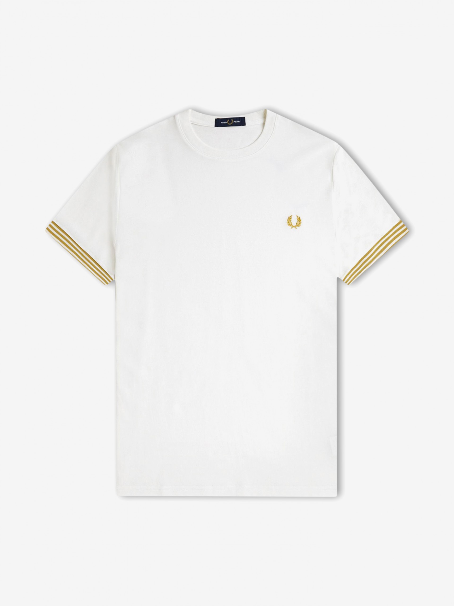 Fred Perry Striped Cuff White T-shirt