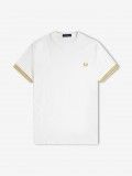 Fred Perry Striped Cuff White T-shirt