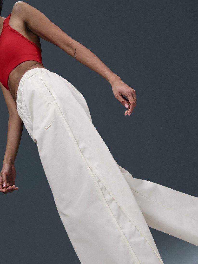 Nike Sportswear Collection Mid-Rise Twill White Trousers For Women