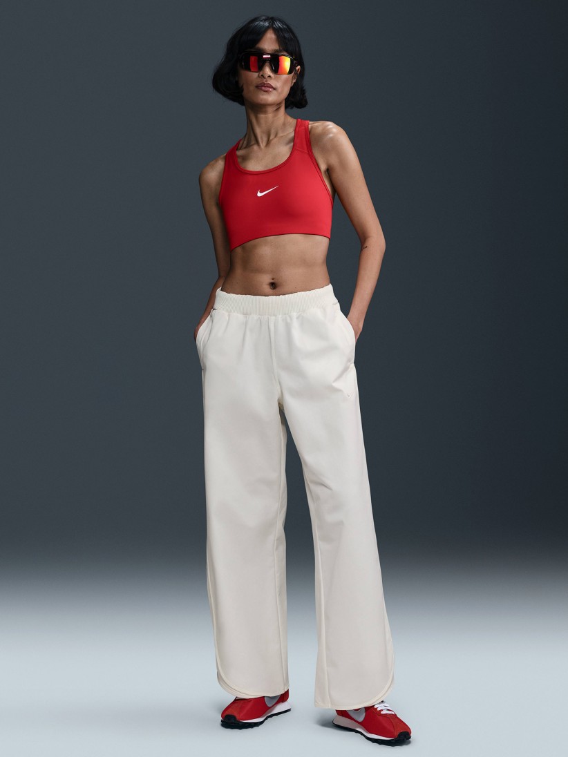 Nike Sportswear Collection Mid-Rise Twill White Trousers For Women