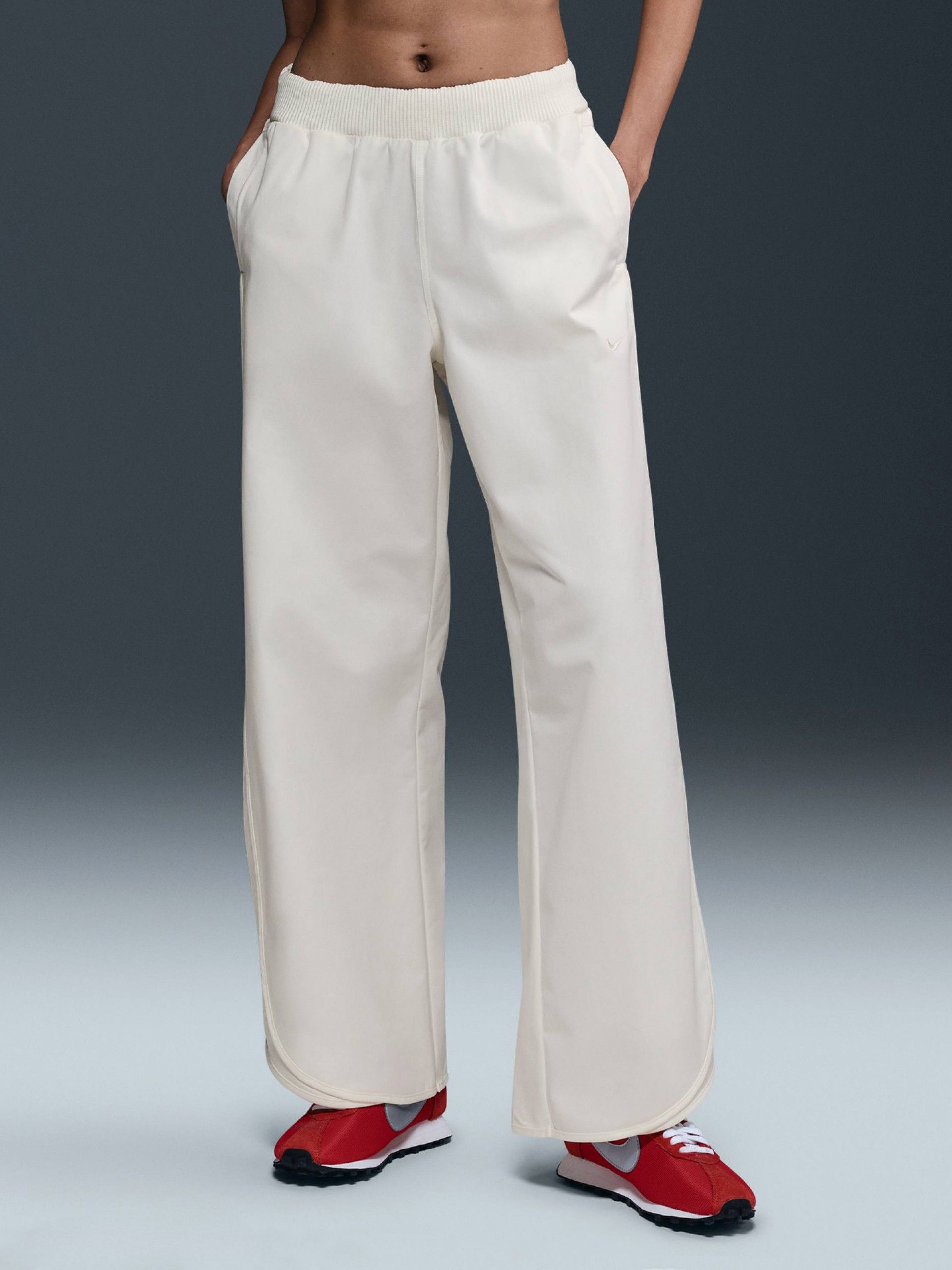 Pantalones Nike Sportswear Collection Mid-Rise Twill Blancos Para Mujer