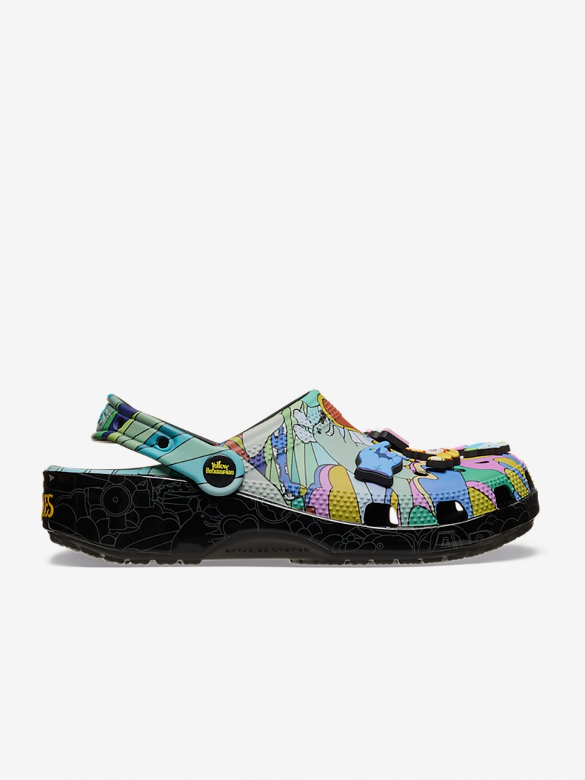 Sandlias Crocs Classic The Beatles Love Pretas e Multicor