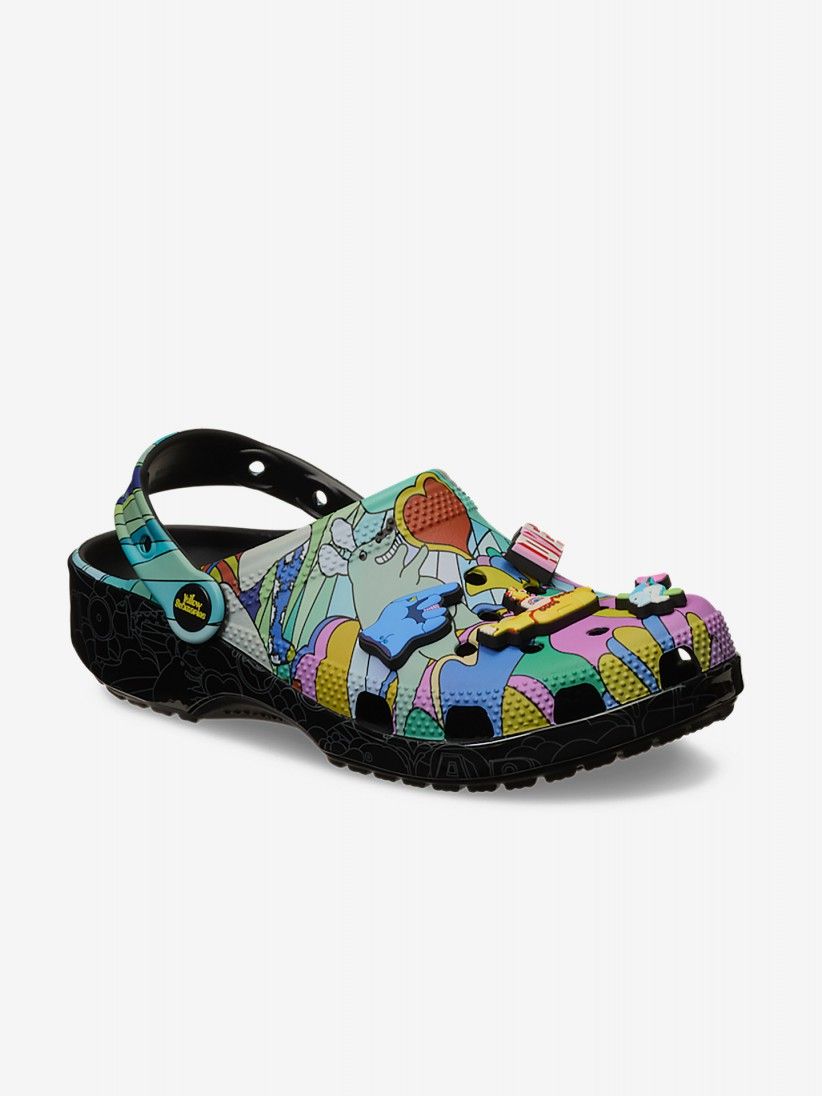 Sandlias Crocs Classic The Beatles Love Pretas e Multicor