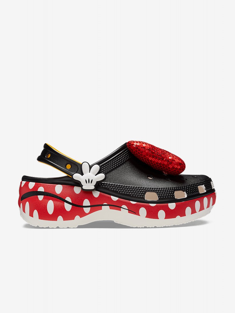 Sandlias Crocs Classic Minnie Mouse Platform Pretas e Vermelhas