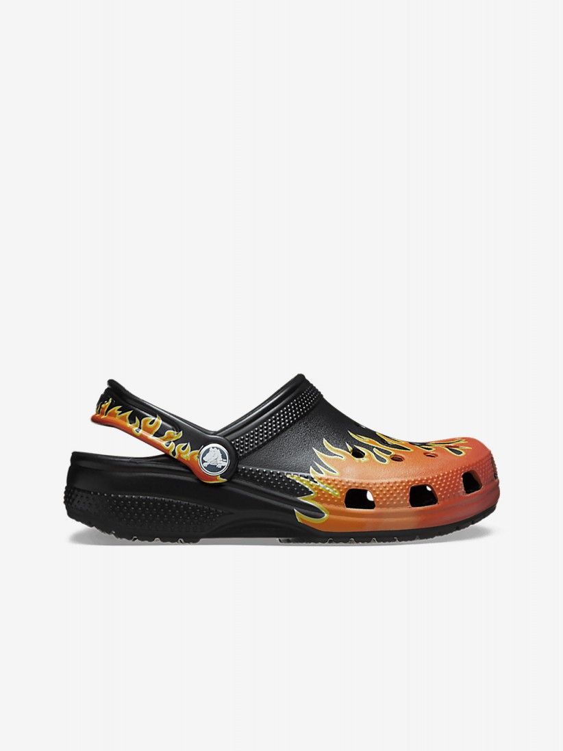Sandlias Crocs Classic Flames Toddler Pretas e Laranja