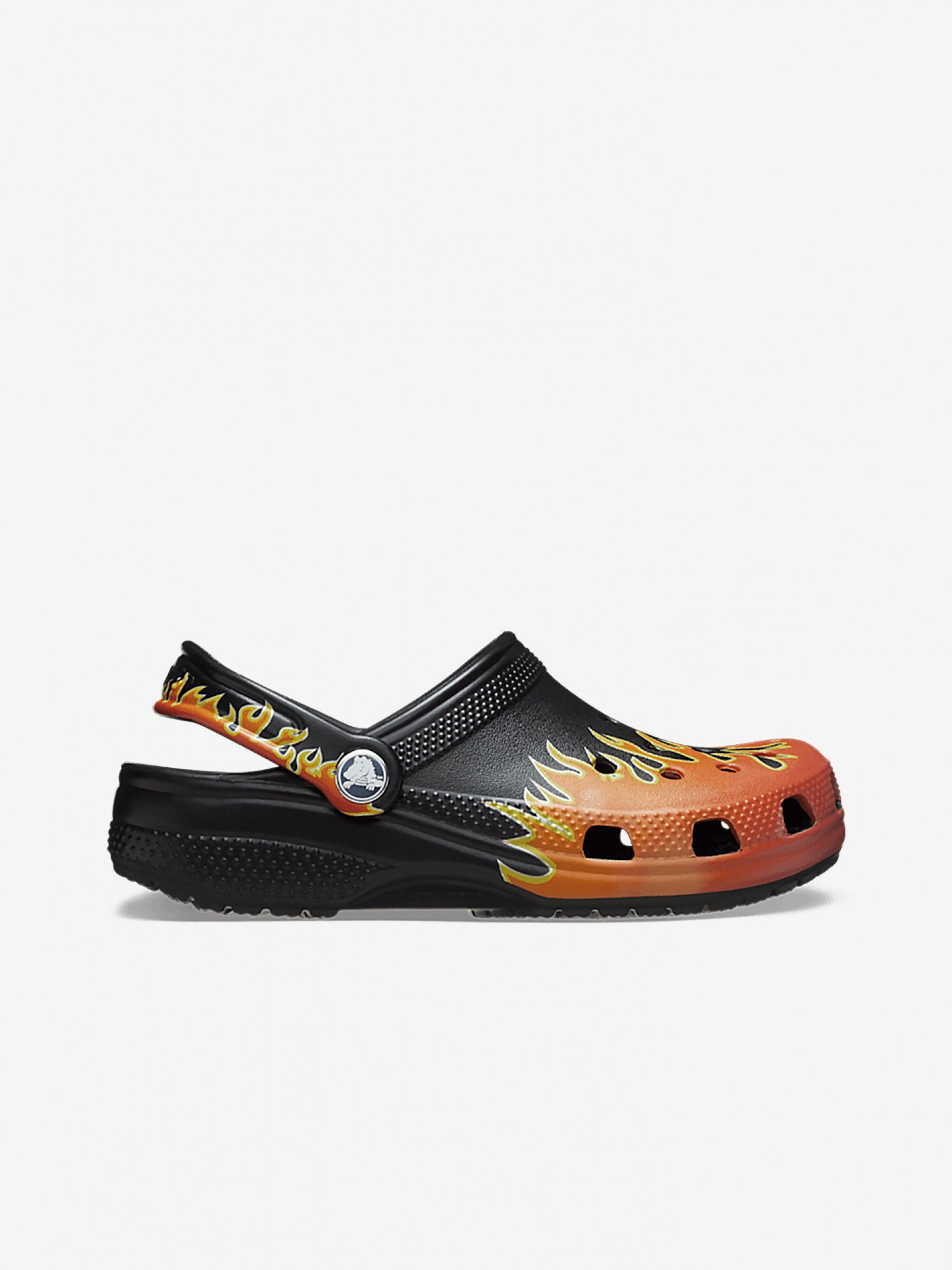 Crocs Classic Flames Toddler Black and Orange Sandals