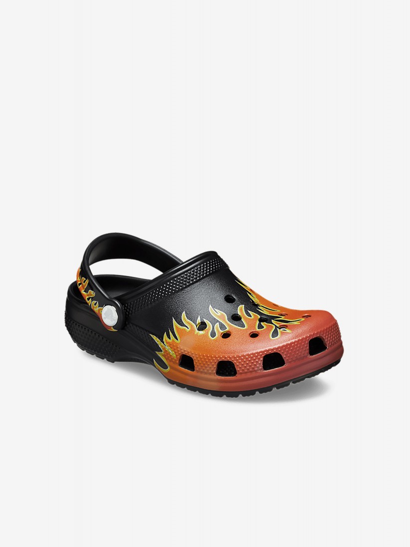 Sandlias Crocs Classic Flames Toddler Pretas e Laranja