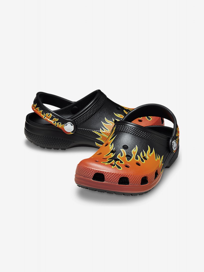 Sandálias Crocs Classic Flames Toddler Pretas e Laranja Sandálias Crocs Classic Flames Toddler Pretas e Laranja