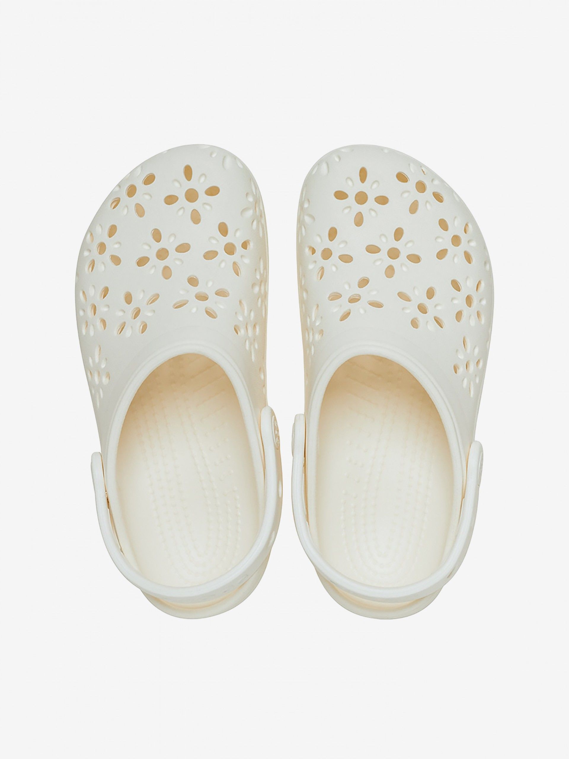 Crocs Classic Floral Cut Out White Sandals