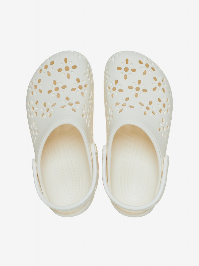 Sandlias Crocs Classic Floral Cut Out Brancas