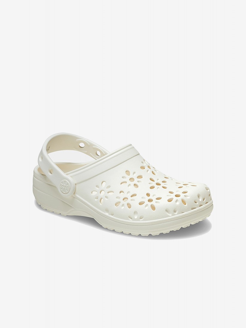 Sandlias Crocs Classic Floral Cut Out Brancas
