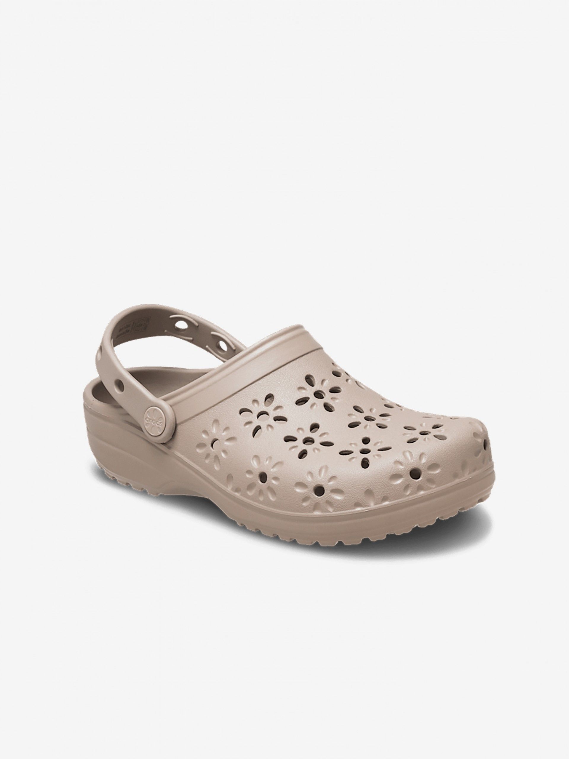 Crocs Classic Floral Cut Out Beige Sandals