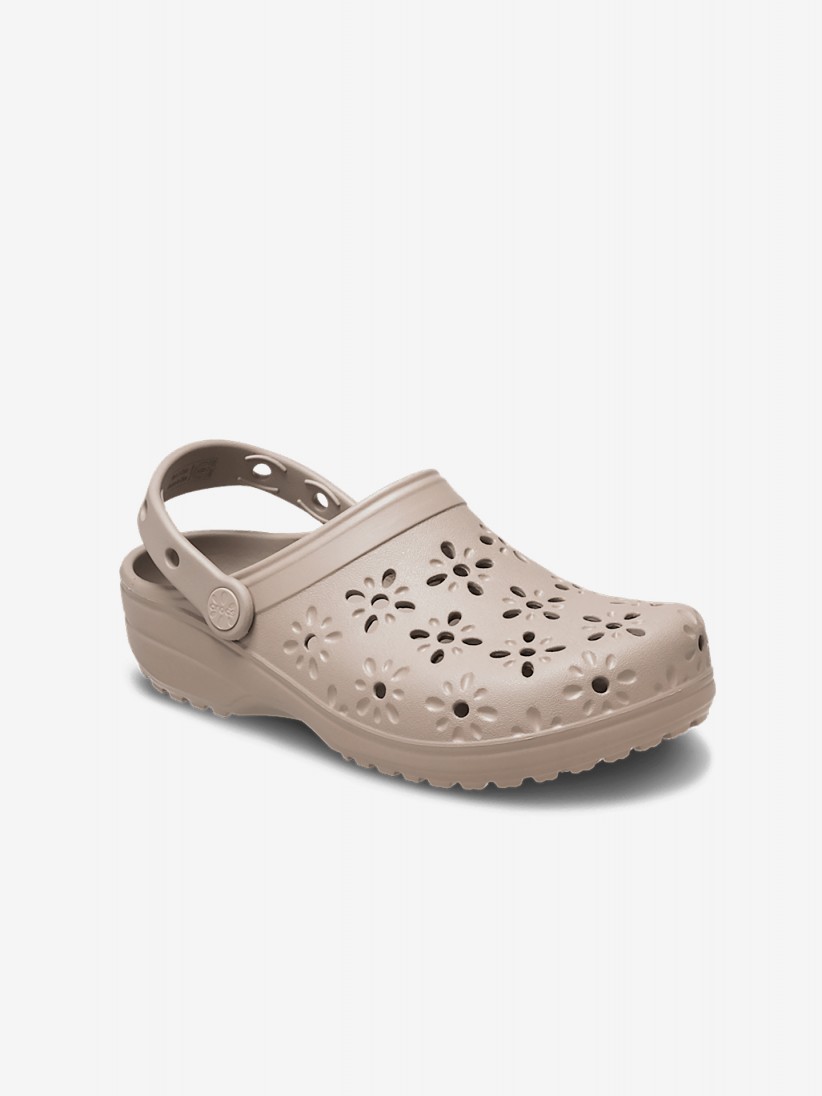 Sandlias Crocs Classic Floral Cut Out Bege