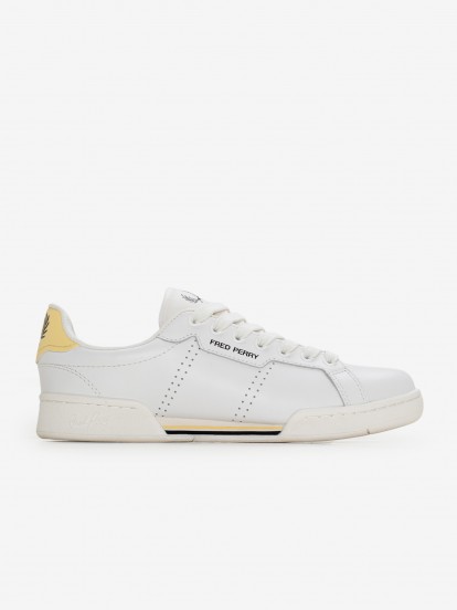 Fred Perry B722 Leather White and Yellow Sneakers