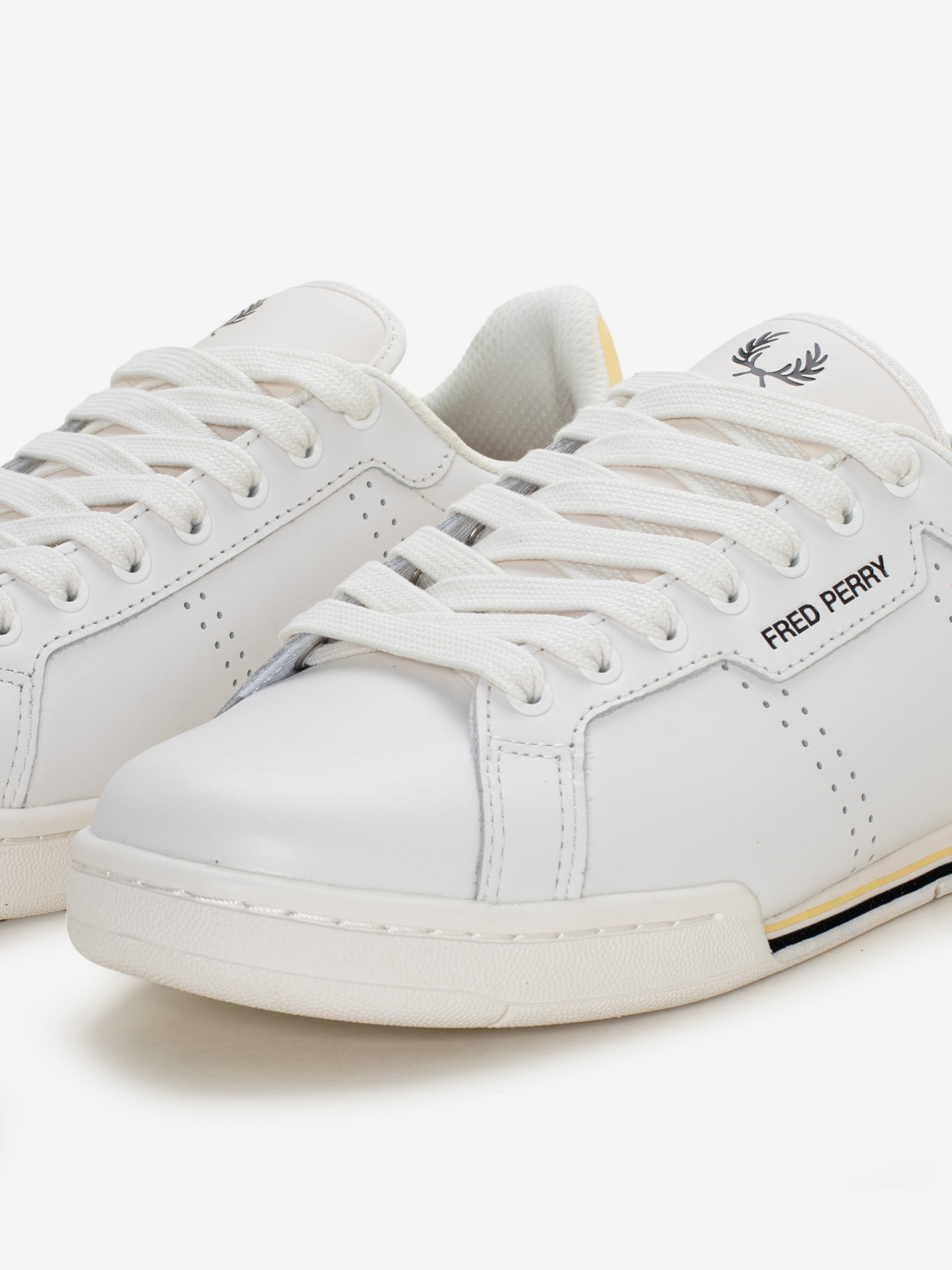 Zapatillas Fred Perry B722 De Piel Blancas y Amarillas