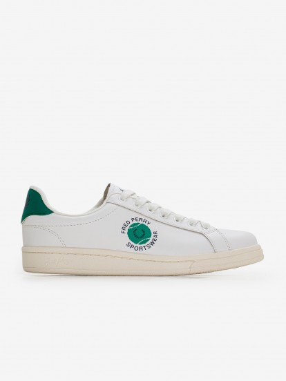 Fred Perry B721 Leather White and Green Sneakers